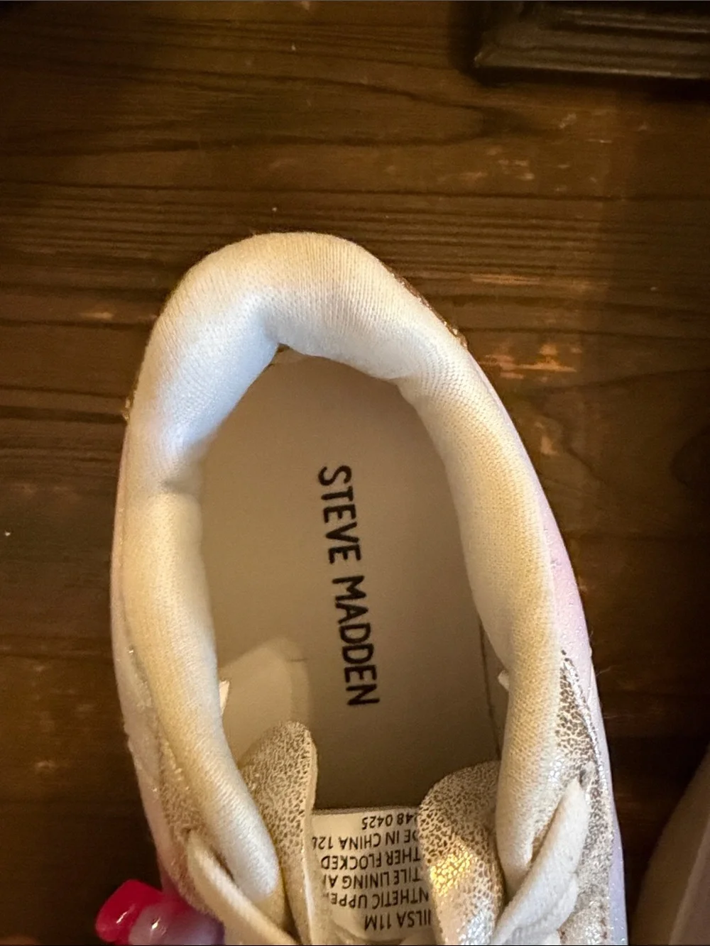 Steve Madden Kids Metallic Pink & White Charm Sneakers